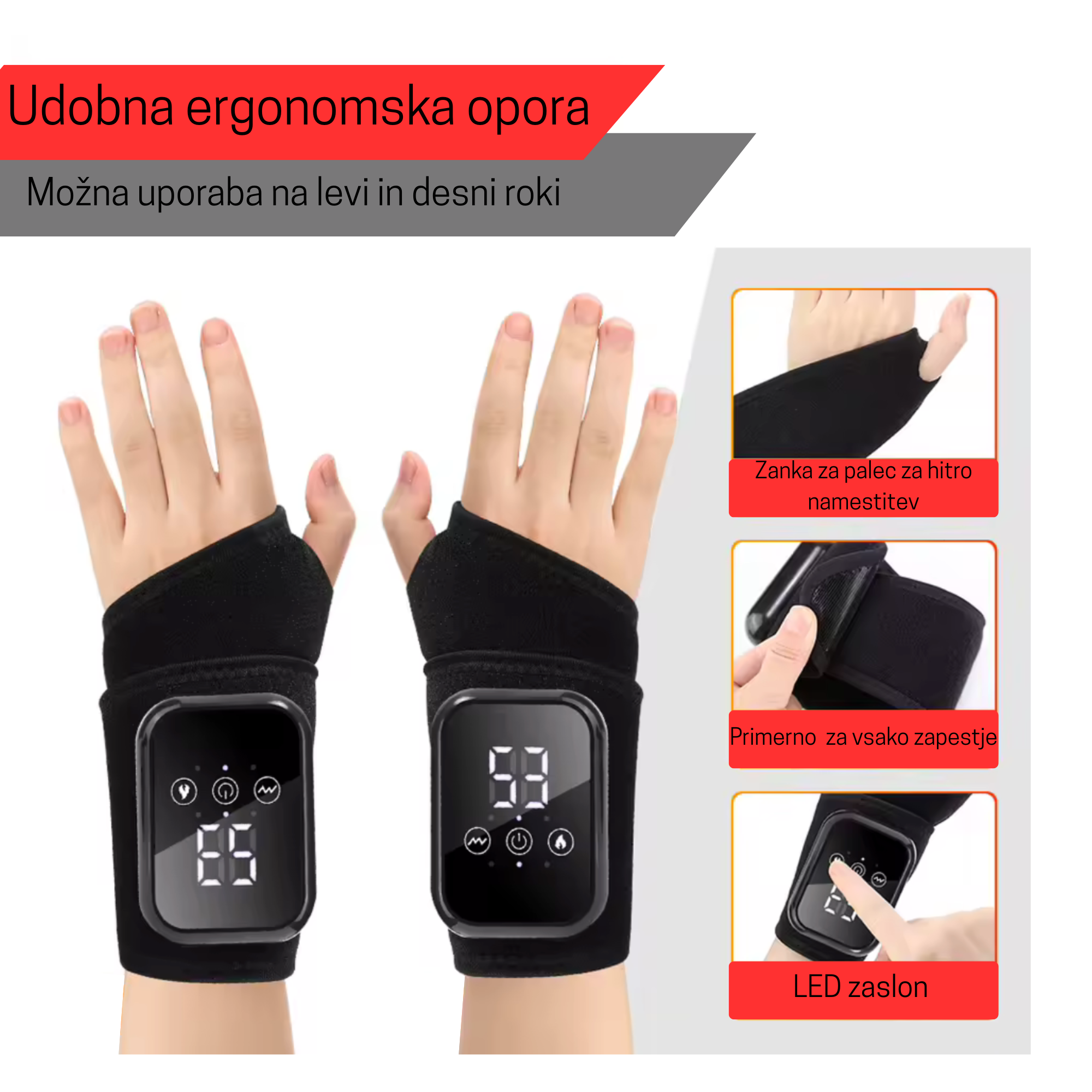 Brezžični masažer za zapestje s toploto in vibracijami